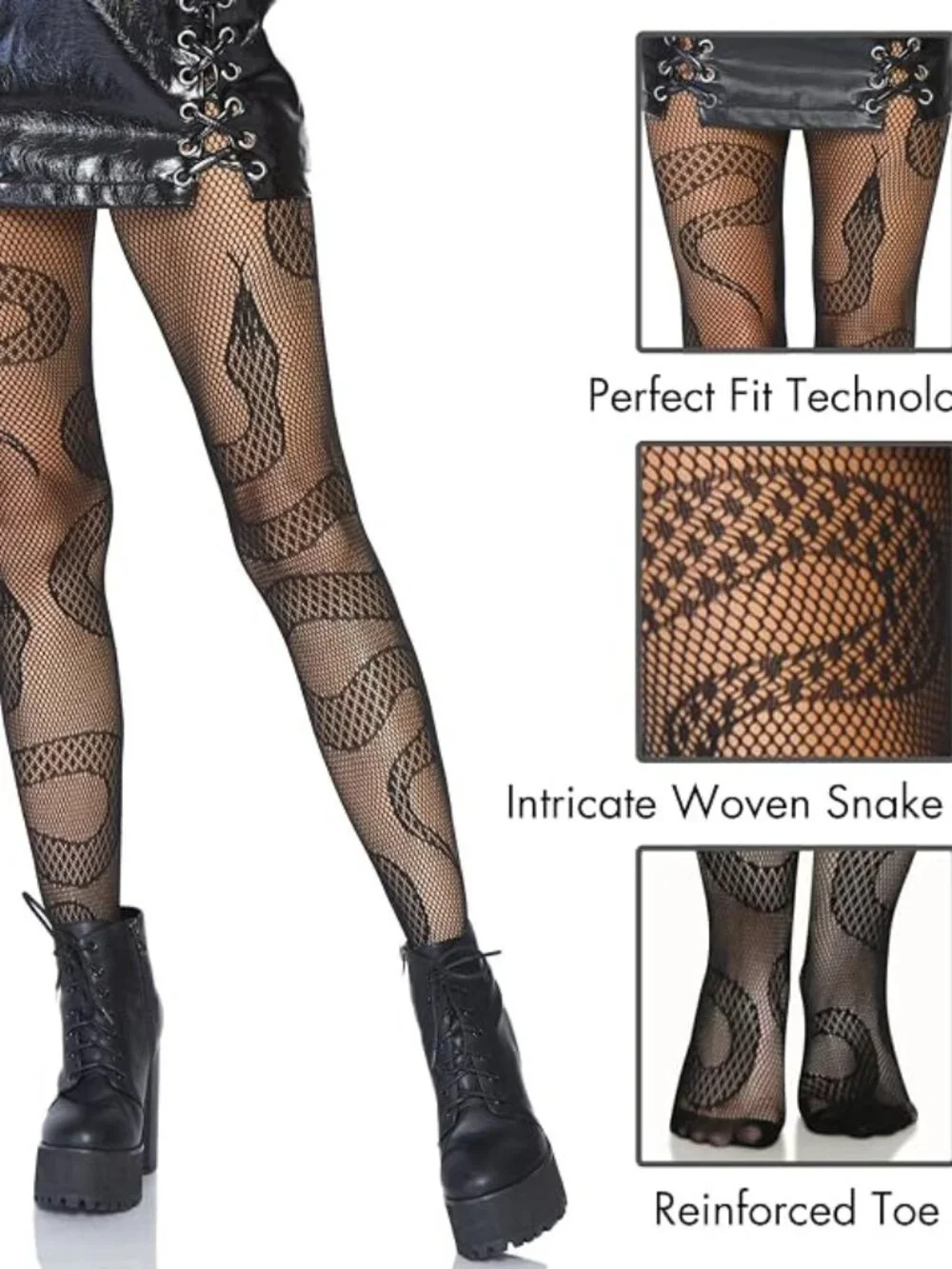 Patterned Fishnet Snake Tights